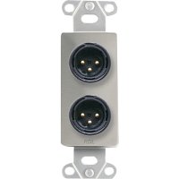 RDL DS-XLR2M Dual XLR 3-Pin Male Jacks on Decora Wall Plate, Stainless steel