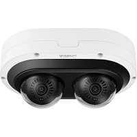 Hanwha PNM-C7083RVD 2MP x2 AI IR Outdoor Vandal Dome IP Camera, 2-Channels, 3-6mm Motorized Varifocal Lens