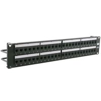 Hubbell HPJ6A48 CAT6A Jack Panel with Cobra-Lock Termination, 48-Port, Black