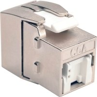 Tripp Lite Shielded Cat6a Keystone Jack with Dust Shutter, 180-Degree , Toolless