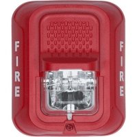 System Sensor P2RLA L-Series Indoor Selectable Output Horn Strobe, 2-Wire, Wall Mount, Bilingual "FIRE" Marking, Red