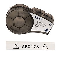 Brady M21-500-595-WT All Weather Permanent Adhesive Vinyl Label Tape with Ribbon for M210, M211, BMP21-PLUS Printers, 0.5" W x 21' L, Black on White
