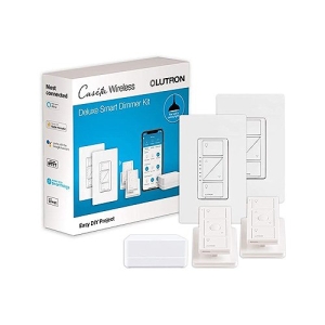 Lutron P-BDG-PKG2WS-WH Caseta Deluxe Smart Switch Kit | Compatible with Alexa, Apple HomeKit, and the Google Assistant