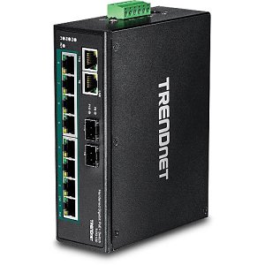 TRENDnet TI-PG102 10-Port Industrial Gigabit PoE+ DIN-Rail Switch, 20Gbps