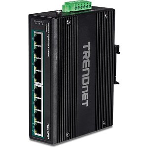 TRENDnet TI-PG80B 8-Port Hardened Industrial Unmanaged Gigabit 10/100/1000mbps Din-Rail Switch W/ 8 X Gigabit Poe+ Ports; Ti-Pg80b; 24 ? 56v DC Power Inputs With Overload Protection