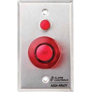 Alarm Controls TS-56R Latching Monitor and Control Station, 1-1/2" Alternating Red Push Button, 1/2" Red LED, Single Gang, Stainless Steel