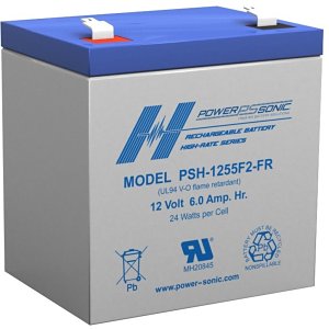 Power Sonic PSH-1255F2-FR 12V 6Ah Flame Retardant Sealed Lead Acid Battery