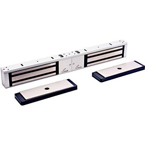 DynaLock 2022-US28-DSM2 2000 Series 1200 LB Holding Force Double Electromagnetic Lock with Door Status Switch, Satin Aluminum