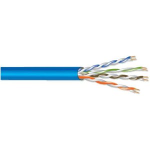 West Penn 254245EZBL1000 Plenum CAT5E Network Cable, 24 AWG 4-Pair Solid Bare Copper Conductors, Unshielded with an Overall Plenum Jacket, 1000', Blue
