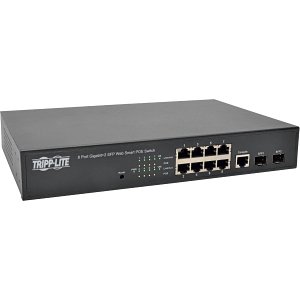 Tripp Lite NGS8C2POE 8 10/100/1000Mbps Port Gigabit L2 Web-Smart Managed PoE+ Switch, 140W, 2 Dedicated Gigabit SFP Slots, 20 Gbps, Web Interface Port Security, DHCP Snooping, 802.1x, L2