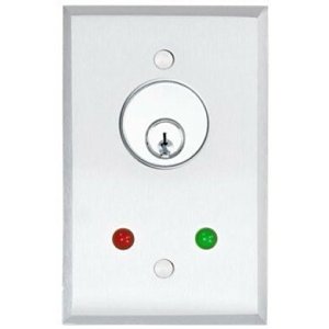 SDC 801ALL2 800AL Series Vandal Resistant Single Gang Key Switch with One Green & One Red LED Indicators,1/4" Aluminum Plate, AA (on-off) SPDT, 6 Amp.