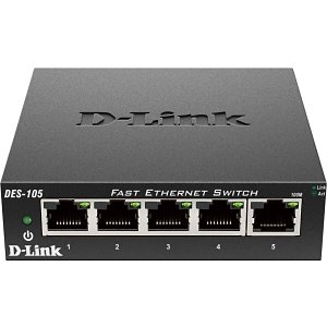 D-Link DES-105 5-Port 10/100 Unmanaged Metal Desktop Switch