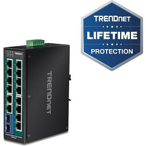 TRENDnet TI-PG162 16-Port Hardened Industrial Unmanaged Gigabit Poe+ Din-Rail Switch; Ti-Pg162; 14 X Gigabit Ports; 2 X Gigabit SFP Slots; 32gbps; Ip30 Gigabit Network Ethernet Switch; Lifetime Protection