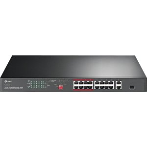 TP-Link TL-SL1218P 16-Port 10/100 Mbps + 2-Port Gigabit Rackmount Switch with 16-Port PoE+