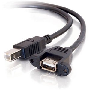 C2G CG28065 Panel-Mount USB 2.0 A Female to B Male Cable, 0,5' (0.15m)