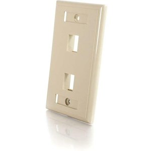 c2g cg03711 two port keystone single gang wall plate, ivory