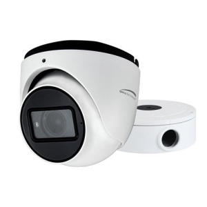 Speco O5T2M 5MP Advanced Analytic IP Turret Camera with IR, 2.8-12mm Motorized Lens, Junction Box, White, NDAA