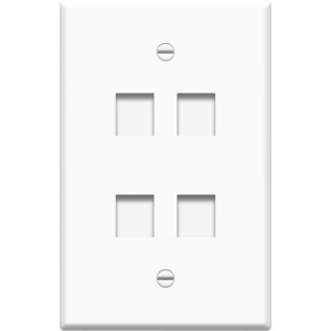 Legrand-On-Q Single Gang Oversized Wall Plate, 4-Port, White