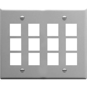 ICC Faceplate, Flat, 2-Gang, 12-Port, Gray