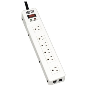 Tripp Lite Surge Protector Power Strip 120V RJ11 RT Angle 6 Outlet Metal 15' Crd