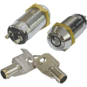 Seco-Larm Tubular Key Lock Switch, Momentary ON / Shunt OFF, 2 Terminals, SPST, #1304