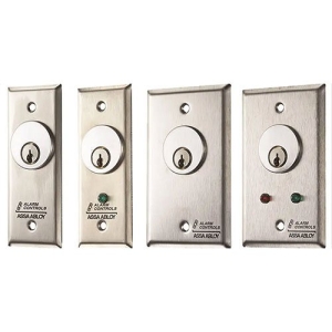 Alarm Controls MCK-5-4 MCK Series Mortise Cylinder Key Switch Station, DPDT Alternate, Single Gang, Green LED