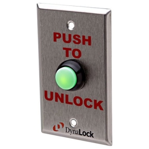 DynaLock 6175 6170 Series Weatherproof Push Button, Illuminated, IP64, IP68, Faceplate Silkscreened "PUSH TO UNLOCK"