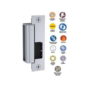 HES 1500-630-LM 1500 Series Modular Universal Electric Strike with Lock Monitor, for Cylindrical or Mortise Locks, 12/24VDC, Satin Stainless Steel