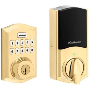 Kwikset HC620 CNT ZW700 Home Connect 620 Contemporary Keypad Connected Smart Lock with Z-Wave Technology, Brass
