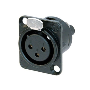 Neutrik NC3FD-S-1-B 3-Pin Female Receptacle with D-Size Metal Body, Gold Contacts, Black Metal Housing