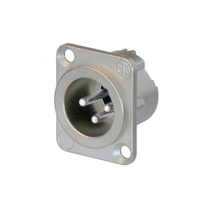 Neutrik NC3MD-LX DLX Series 3 Pole Male Receptacle, Solder Cups, Nickel Housing, Silver Contacts