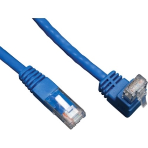 Tripp Lite 10ft CAT6 Gigabit Molded Patch Cable Rj45 Right Angle Up To Straight M/M Blue 10'