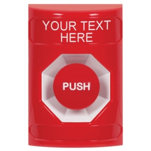 Red Push Button Momentary NO Cover Custom Label