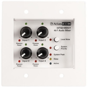 AtlasIED WTSD-MIX41K  Indoor/Outdoor Analog Wall 4x1 Mic/Line Mixer W/Optional Dante� Audio Network Interface
