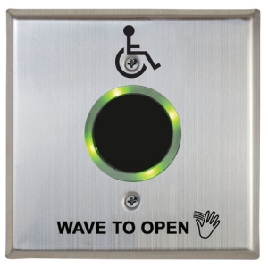 Camden CM-331/42SW-SGLR Touchless Switch with Built-In Door Control with LED Light Ring, Hand Icon, "Wave to Open' text and Wheelchair Symbol
