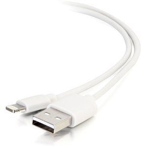 C2G CG35499 USB A Male to Lightning Male Sync and Charging Cable, 3.3' (1m), White