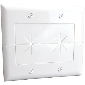 DataComm 45-0027-WH 2-Gang Split Plate with Flexible Opening ((White)