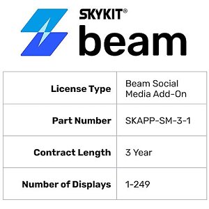 Skykit SKAPP-SM-3-1 Beam Social Media Add-On License, 3 Year