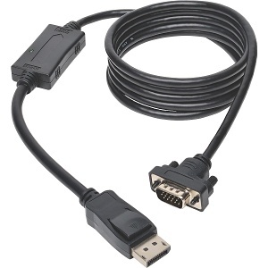 image of tc-p581006vg;tripp lite p581-006-vga-v2 displayport 1.2 to vga active adapter cable with latching connectors, 6' (1.83m), dp m to hd15 m;image of tc-p581006vg