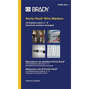 brady pwm-pk-1 porta-pack wire marker books, 1.56" h x 0.22" w, black on white, 10-pack