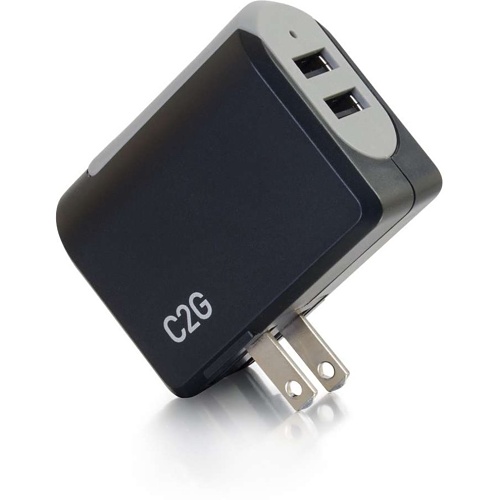 C2G CG20276 2-Port USB Wall Charger - AC to USB Adapter, 5V 4.8A Output