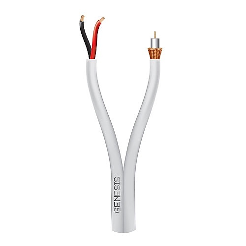 Genesis 50131001 RG59 BC with BC Braid and 18/2 General Purpose Video Cable, 1000' (304.8m) Reel, White