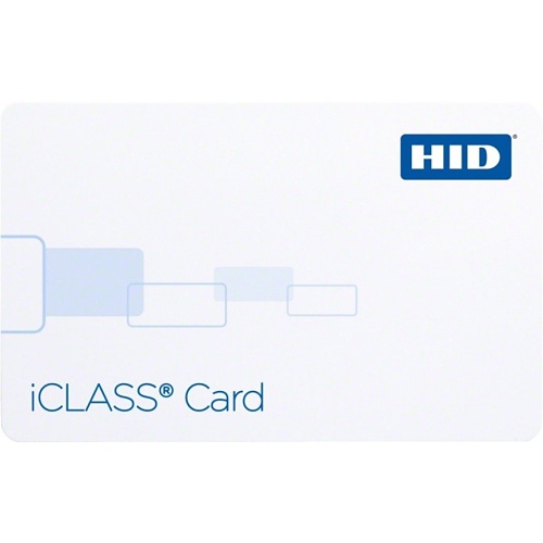 HID 2102PGGMN iCLASS 16K Card, Programmed with Standard iCLASS Access Control Application, Glossy Front and Back, Sequential Matching Encoded/Printed (Inkjetted), No Slot with Vertical Indicators