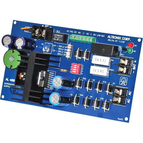 Altronix AL400ULB Power Supply/Charger, Single Class 2 Output, 12/24VDC at 4A, Board