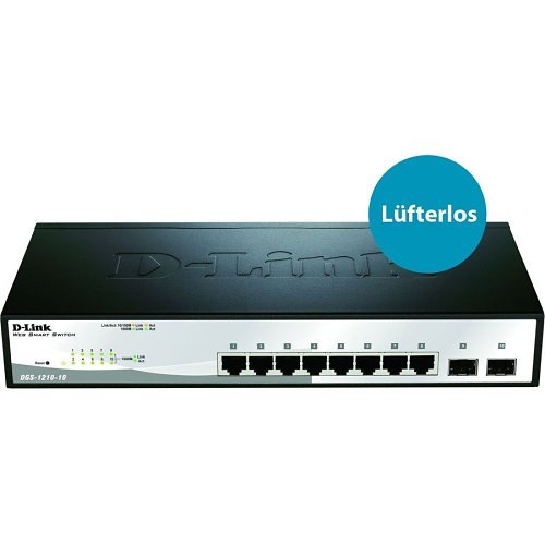 D-Link DGS-1210-10 10-Port Gigabit Web Smart Switch, Includes 2 Gigabit SFP Ports