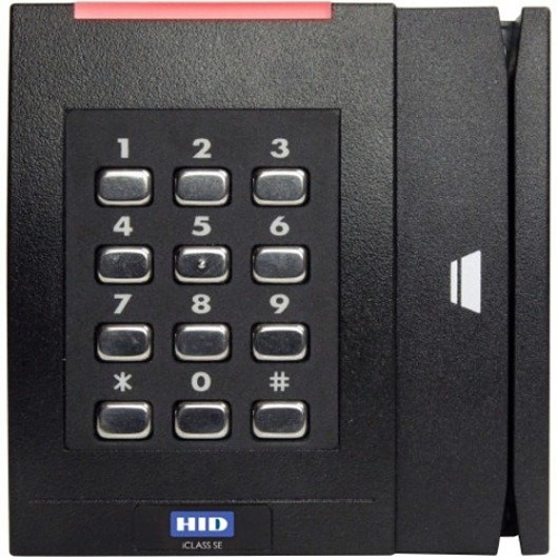 HID 925NTNNEK00094 multiCLASS SE RMK40 Smart Keypad Reader, 13.56 MHz Maximum Compatibility, Wiegand, Pigtail, Standard v1, LED Red, Flash Green, 4-BIT MSG, Black
