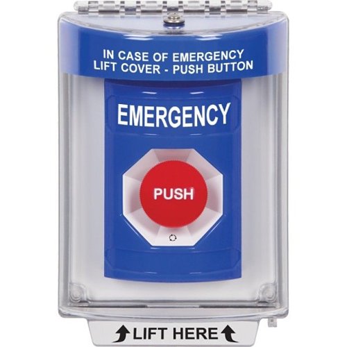 STI SS2441EM-EN Blue Indoor / Outdoor Flush w/ Horn Turn-to-Reset Stopper Station with EMERGENCY