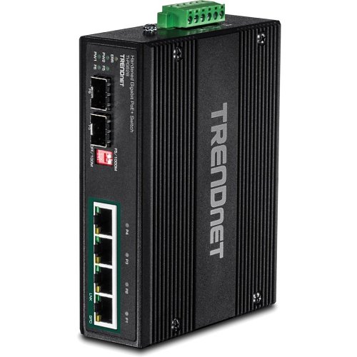 TRENDnet TI-PG62B 6-Port Industrial Gigabit Poe+ Din-Rail Switch