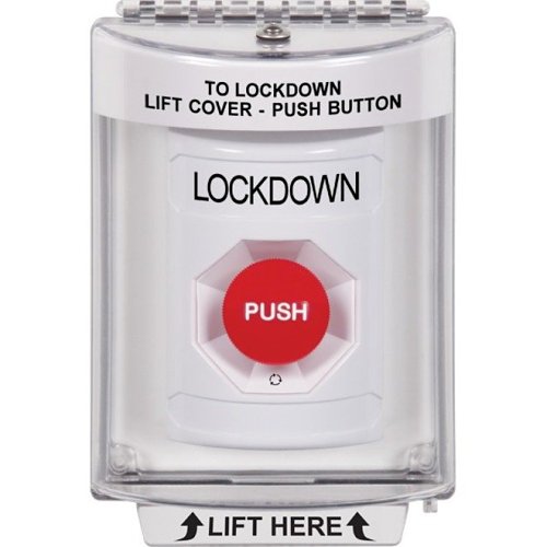 STI SS2331LD-EN White Indoor / Outdoor Flush Turn-to-Reset Stopper Station with LOCKDOWN