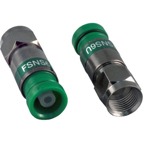 West Penn FSNS6U-25 ProSNS RG-6 Universal Coax Compression F-Connector, Green, 25-Pack